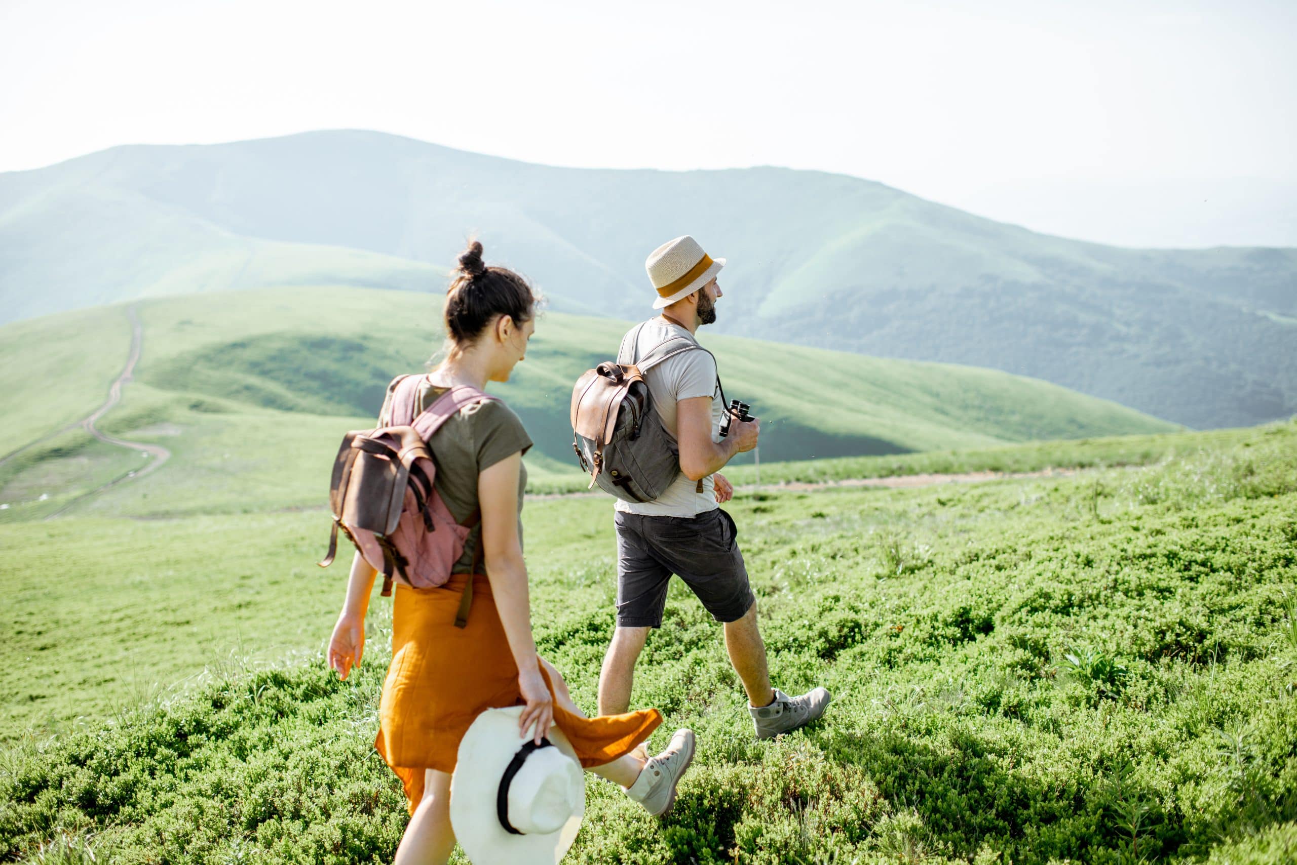 Couple traveling in the mountains